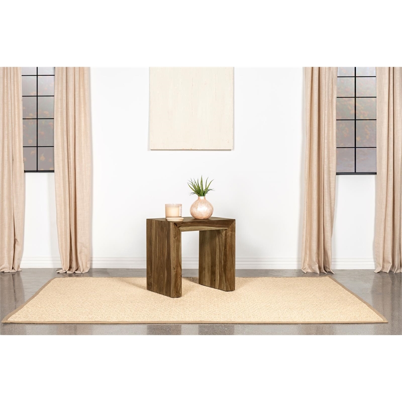 Pemberly Row Rectangular Farmhouse Solid Wood End Table in Brown