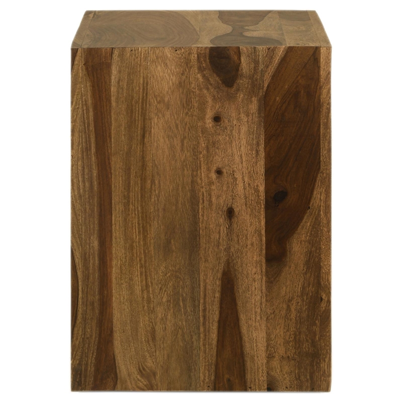 Pemberly Row Rectangular Farmhouse Solid Wood End Table in Brown