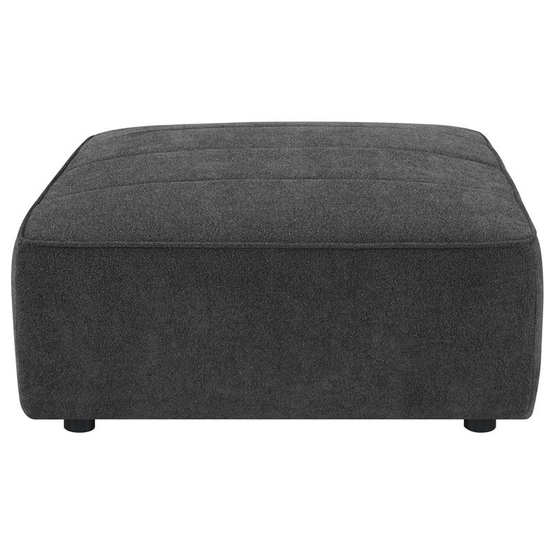 Pemberly Row Upholstered Square Fabric Ottoman in Dark Charcoal