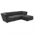 Pemberly Row Upholstered Square Fabric Ottoman in Dark Charcoal