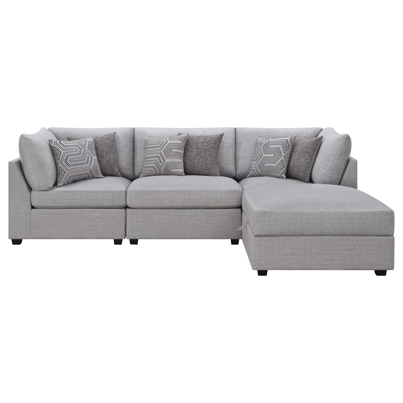 Pemberly Row 4-Piece Upholstered Fabric Modular Sectional in Gray