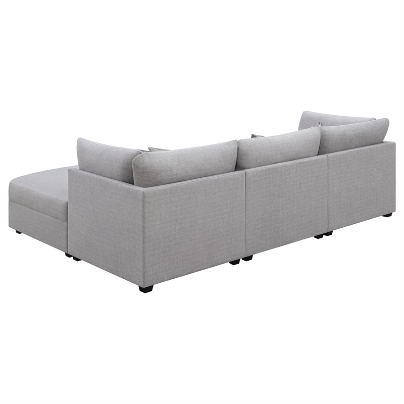 Pemberly Row 4-Piece Upholstered Fabric Modular Sectional in Gray