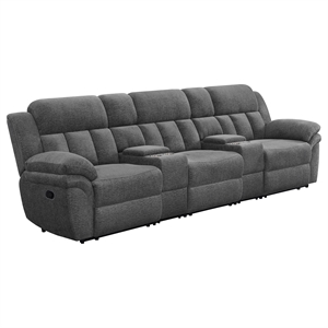 Pemberly Row 5-Piece Upholstered Theater Seating in Charcoal