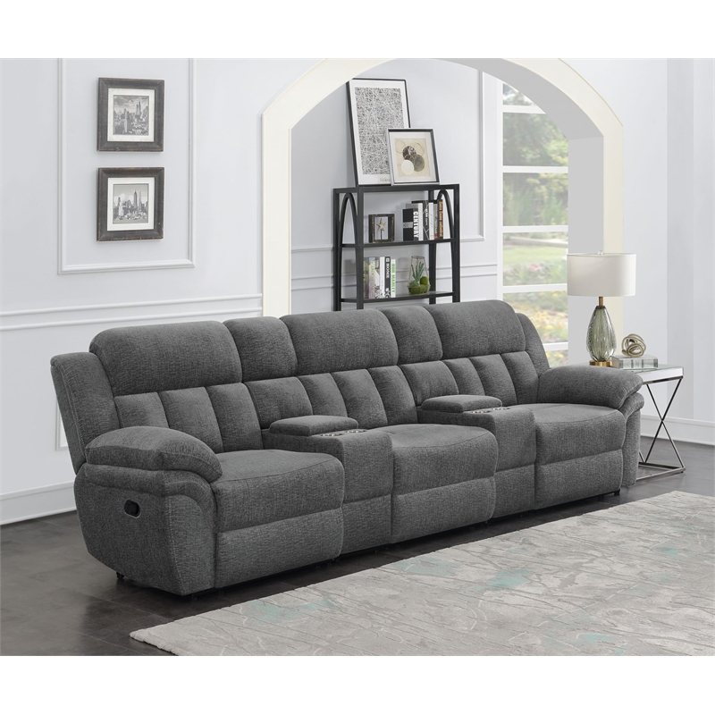 Pemberly Row 5-Piece Upholstered Theater Seating in Charcoal