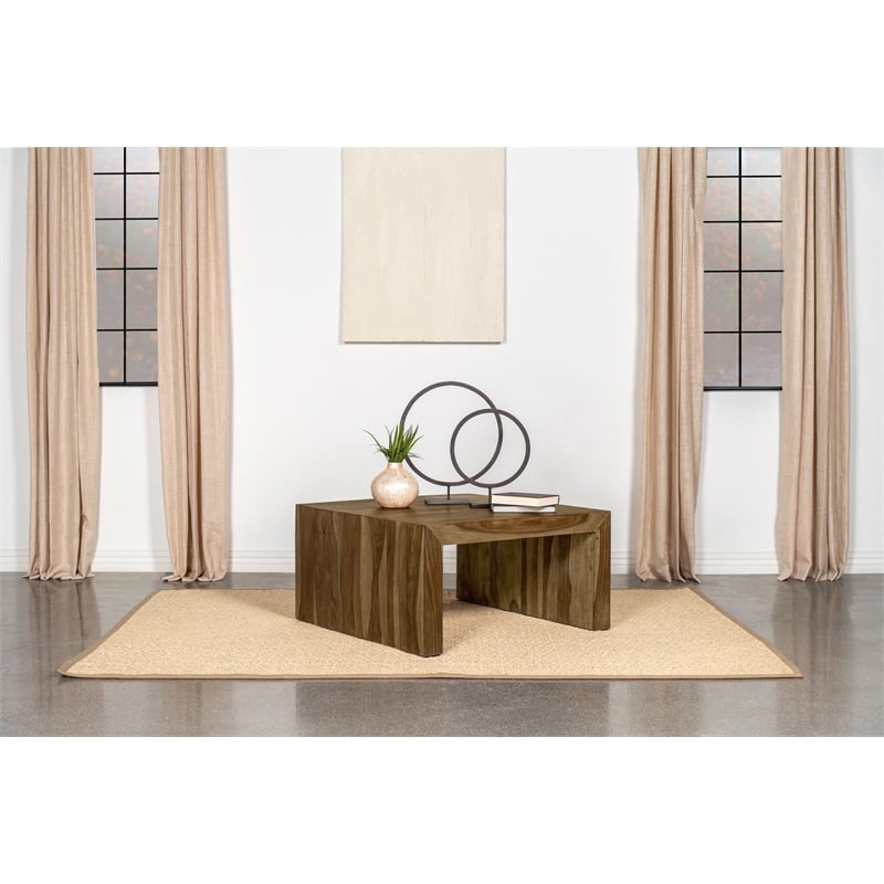 Pemberly Row Square Farmhouse Solid Wood Coffee Table in Brown