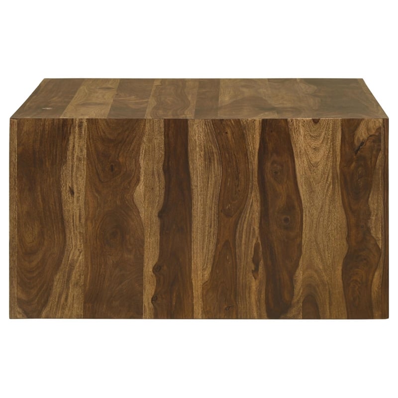 Pemberly Row Square Farmhouse Solid Wood Coffee Table in Brown