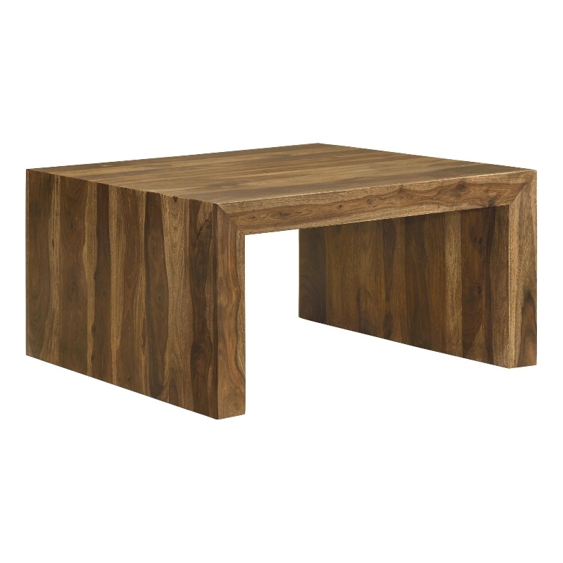 Pemberly Row Square Farmhouse Solid Wood Coffee Table in Brown