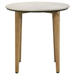 Pemberly Row Round Marble & Wood End Table in White and Natural