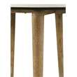 Pemberly Row Round Marble & Wood End Table in White and Natural