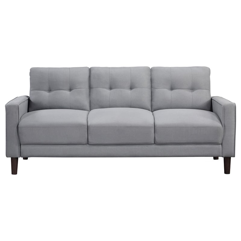Pemberly Row Upholstered Fabric Sofa with Track Arms in Gray