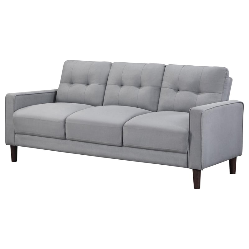Pemberly Row Upholstered Fabric Sofa with Track Arms in Gray