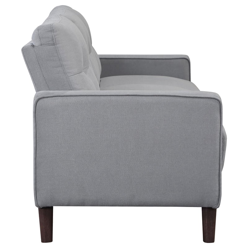 Pemberly Row Upholstered Fabric Sofa with Track Arms in Gray
