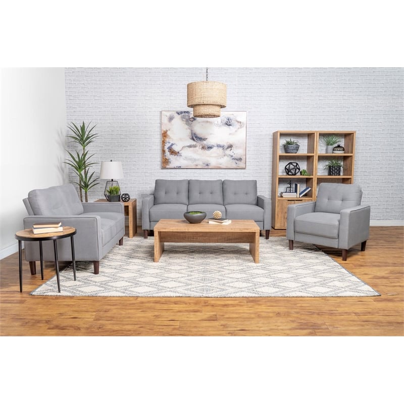 Pemberly Row Upholstered Fabric Sofa with Track Arms in Gray