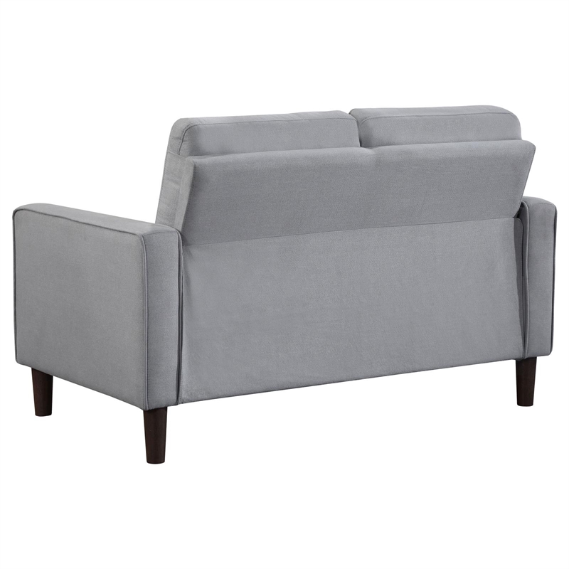 Pemberly Row Upholstered Fabric Loveseat with Track Arms in Gray