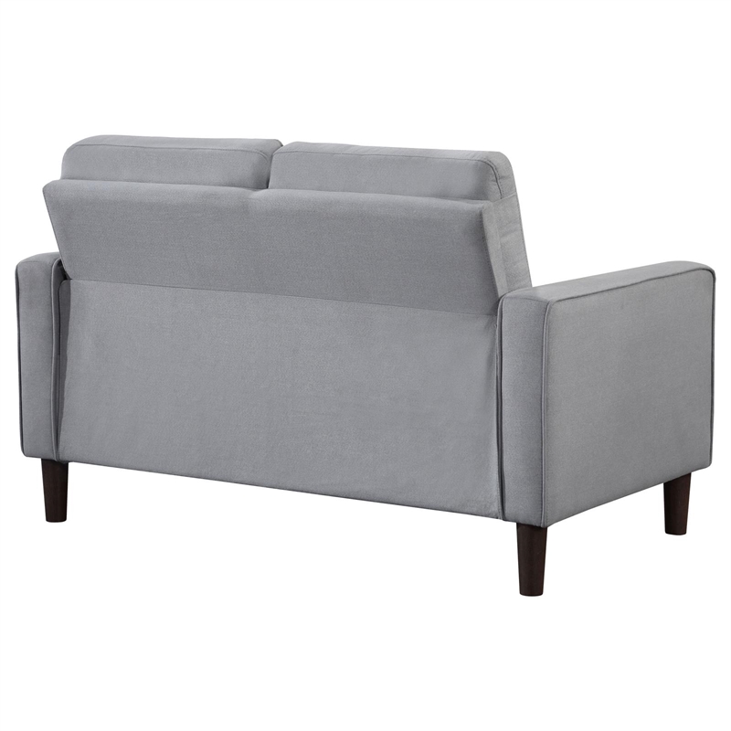 Pemberly Row Upholstered Fabric Loveseat with Track Arms in Gray