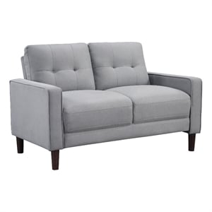 Pemberly Row Upholstered Fabric Loveseat with Track Arms in Gray