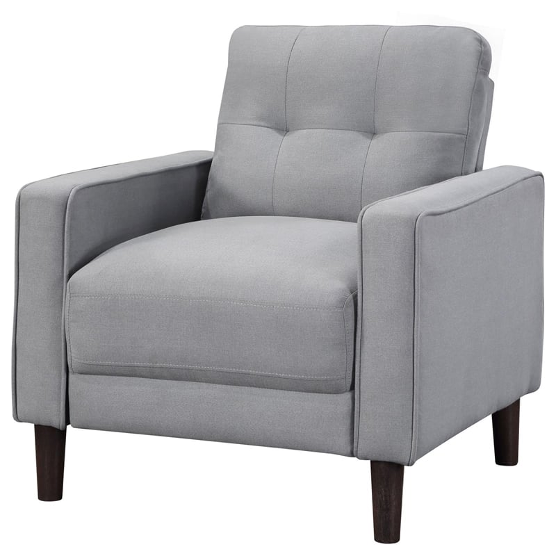 Pemberly Row Upholstered Fabric Chair with Track Arms in Gray