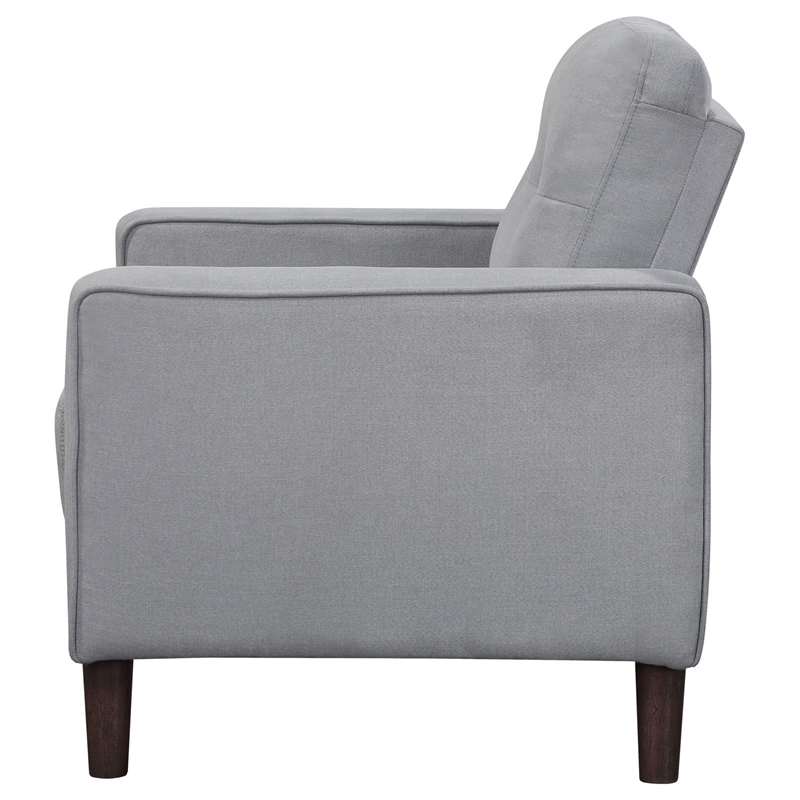 Pemberly Row Upholstered Fabric Chair with Track Arms in Gray