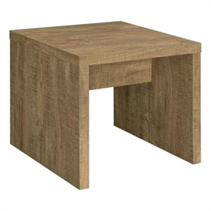 Pemberly Row Square Farmhouse Engineered Wood End Table in Brown