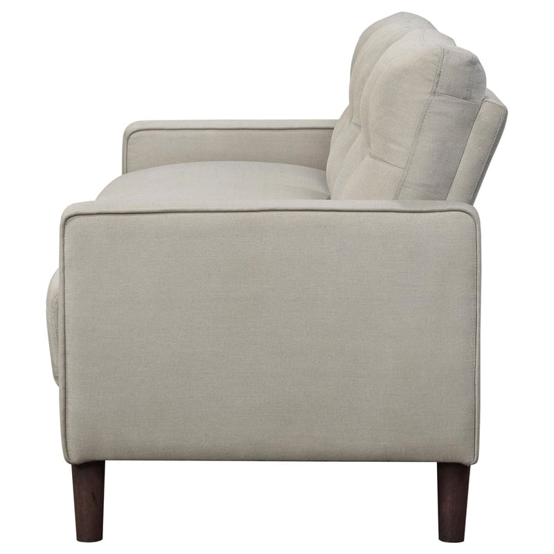 Pemberly Row Upholstered Fabric Sofa with Track Arms in Beige