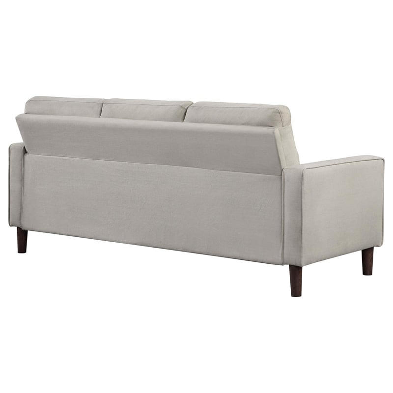 Pemberly Row Upholstered Fabric Sofa with Track Arms in Beige