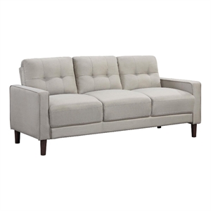 Pemberly Row Upholstered Fabric Sofa with Track Arms in Beige