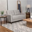 Pemberly Row Upholstered Fabric Loveseat with Track Arms in Beige