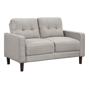 Pemberly Row Upholstered Fabric Loveseat with Track Arms in Beige
