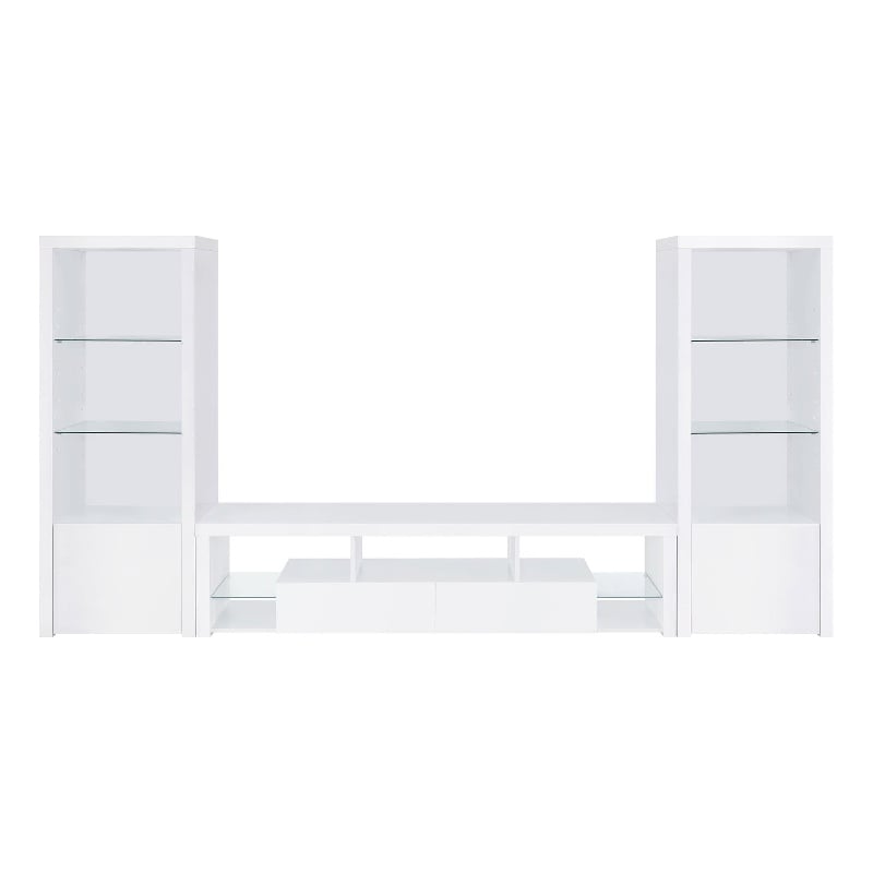 Pemberly Row 3-Piece Modern Wood Entertainment Center in White