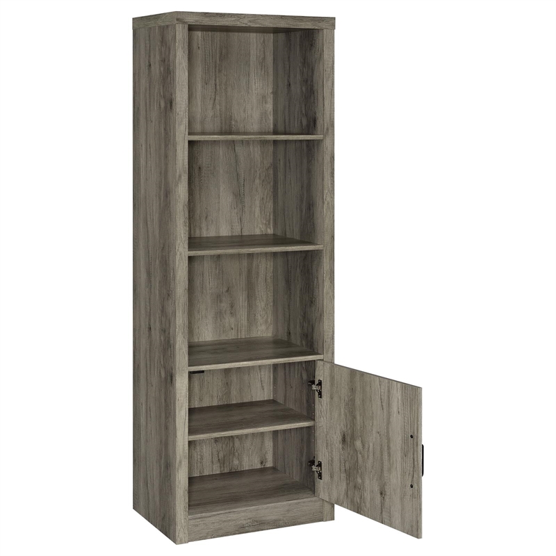Pemberly Row 3-Shelf Farmhouse Wood Media Tower in Gray Driftwood