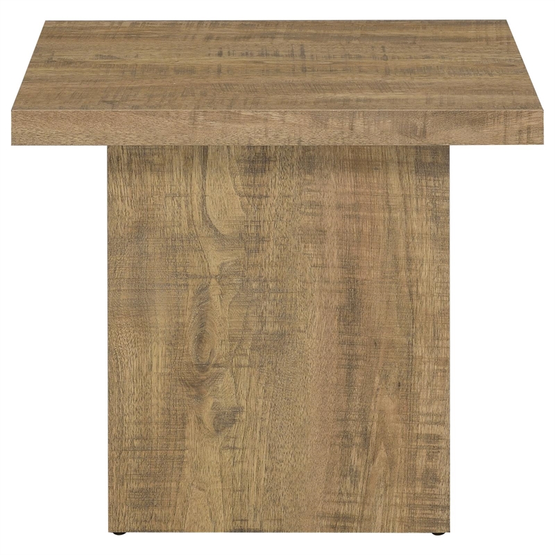Pemberly Row Square Farmhouse Engineered Wood End Table in Brown