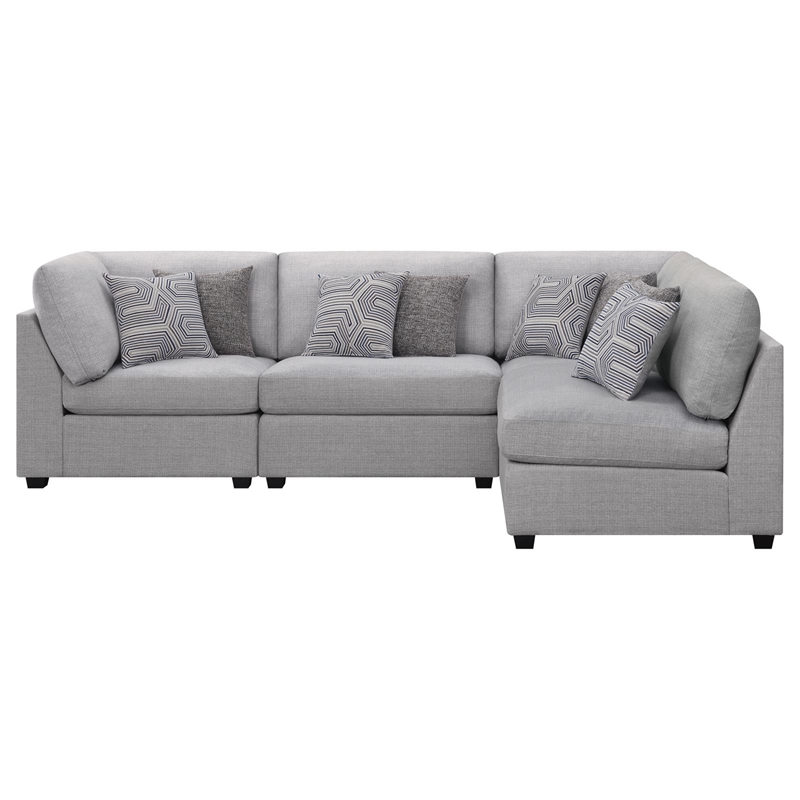 Pemberly Row 4-Piece Upholstered Fabric Modular Sectional in Gray