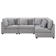 Pemberly Row 4-Piece Upholstered Fabric Modular Sectional in Gray