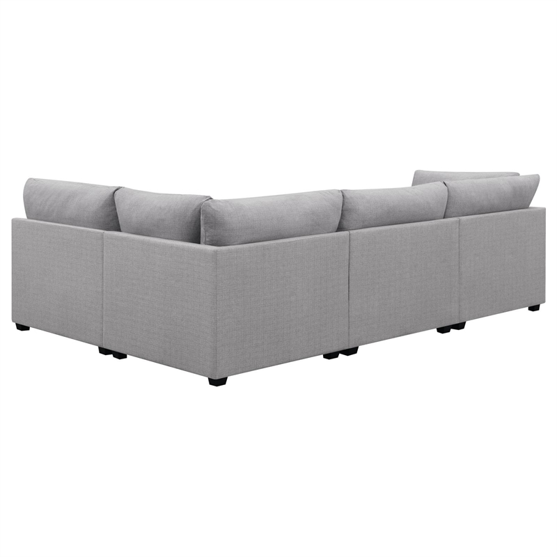 Pemberly Row 4-Piece Upholstered Fabric Modular Sectional in Gray