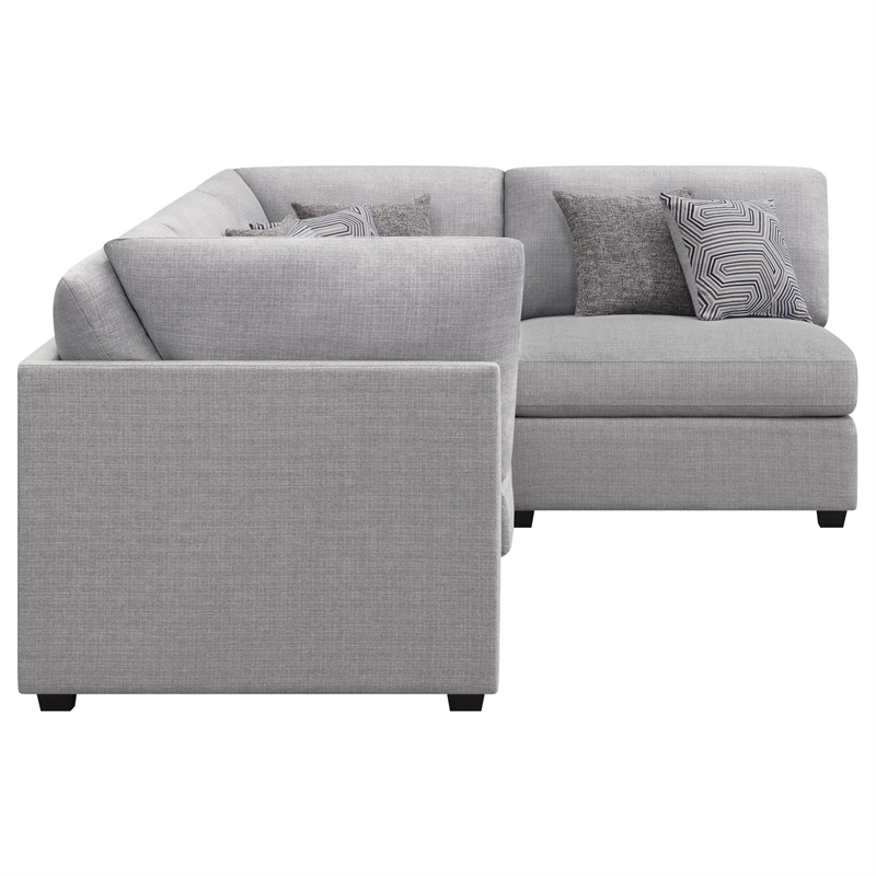 Pemberly Row 4-Piece Upholstered Fabric Modular Sectional in Gray
