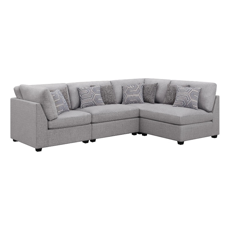 Pemberly Row 4-Piece Upholstered Fabric Modular Sectional in Gray
