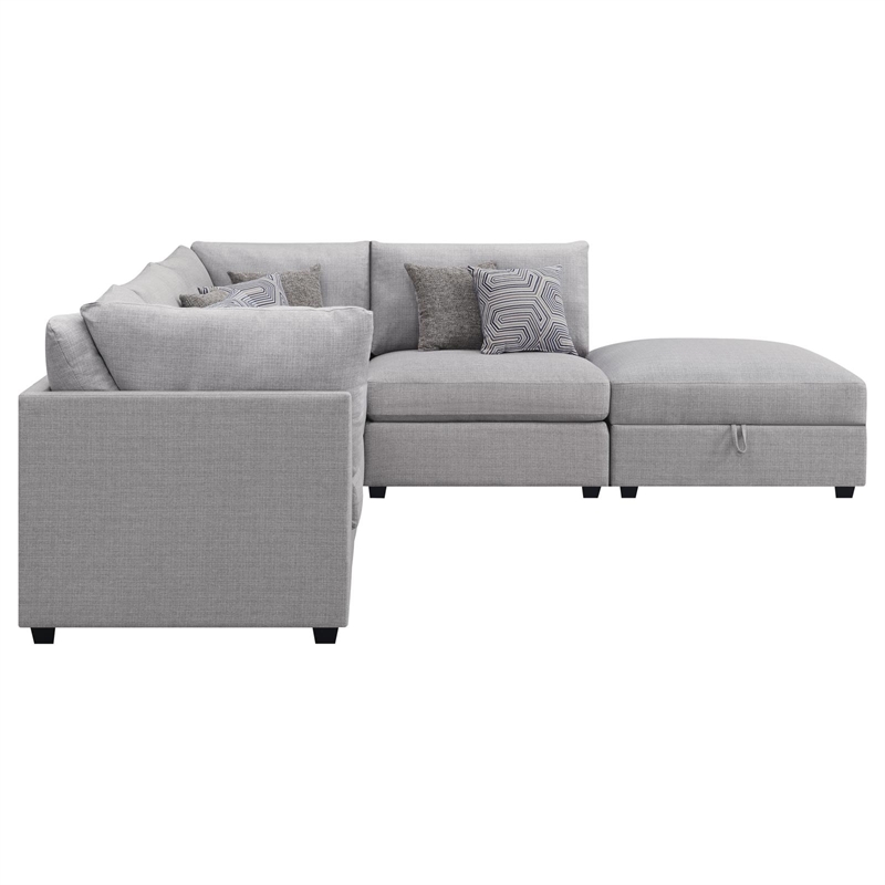 Pemberly Row 5-piece Fabric Upholstered Modular Sectional Gray