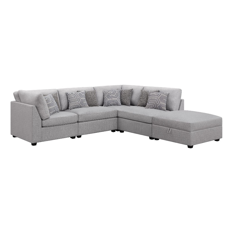 Pemberly Row 5-piece Fabric Upholstered Modular Sectional Gray