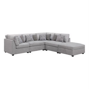 Pemberly Row 5-piece Fabric Upholstered Modular Sectional Gray