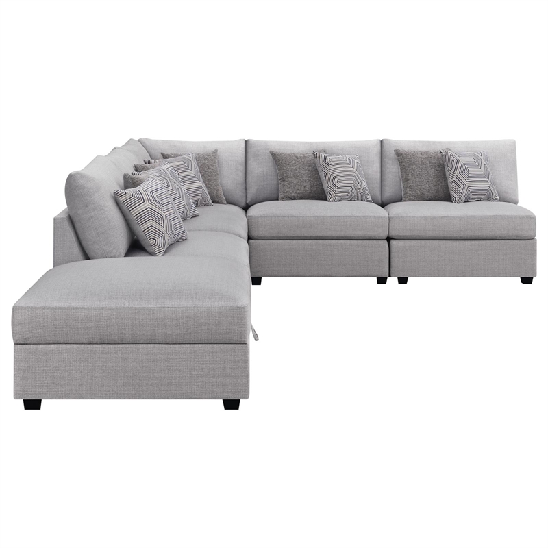 Pemberly Row 6-piece Fabric Upholstered Modular Sectional Gray