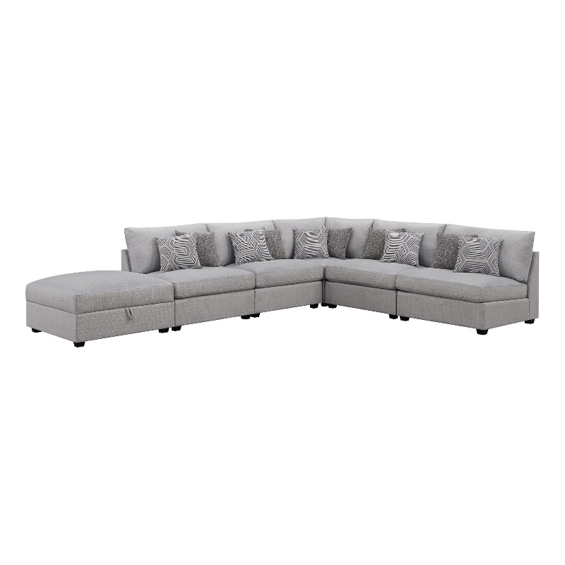 Pemberly Row 6-piece Fabric Upholstered Modular Sectional Gray