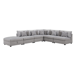 Pemberly Row 6-piece Fabric Upholstered Modular Sectional Gray