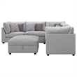 Pemberly Row 6-piece Fabric Upholstered Modular Sectional Gray