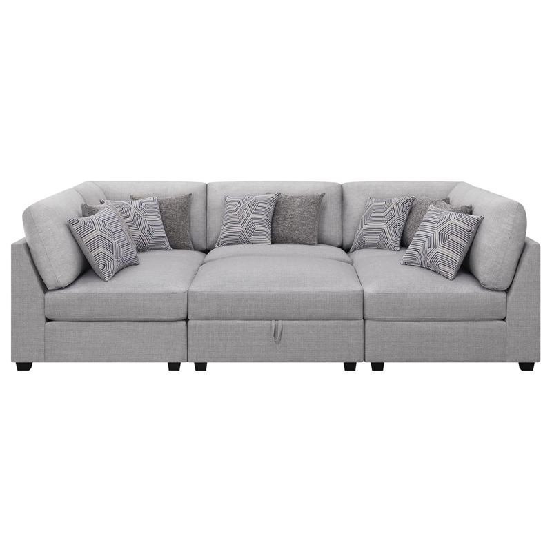 Pemberly Row 6-piece Fabric Upholstered Modular Sectional Gray