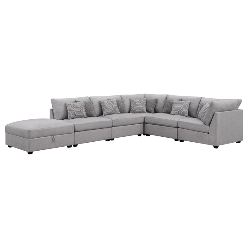 Pemberly Row 6-piece Fabric Upholstered Modular Sectional Gray