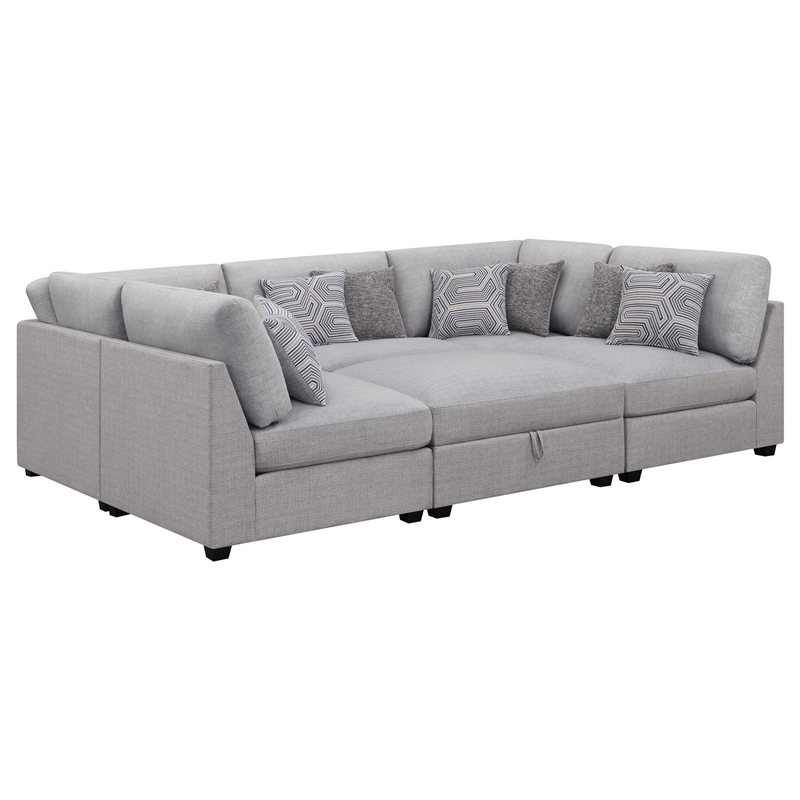 Pemberly Row 6-piece Fabric Upholstered Modular Sectional Gray