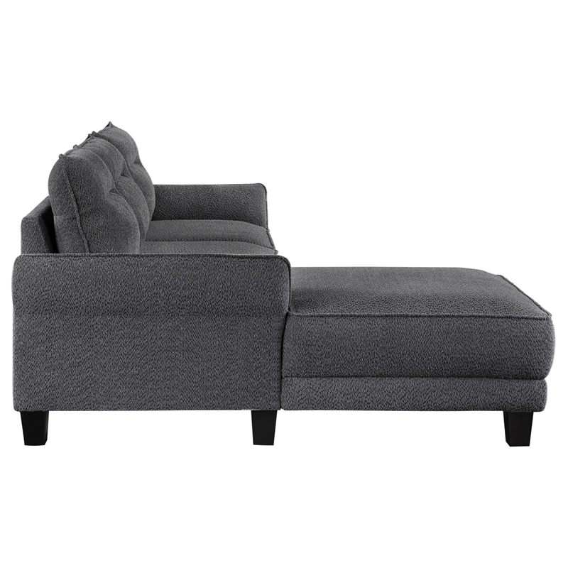 Pemberly Row Fabric Upholstered Curved Arms Sectional Sofa Gray