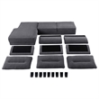 Pemberly Row Fabric Upholstered Curved Arms Sectional Sofa Gray