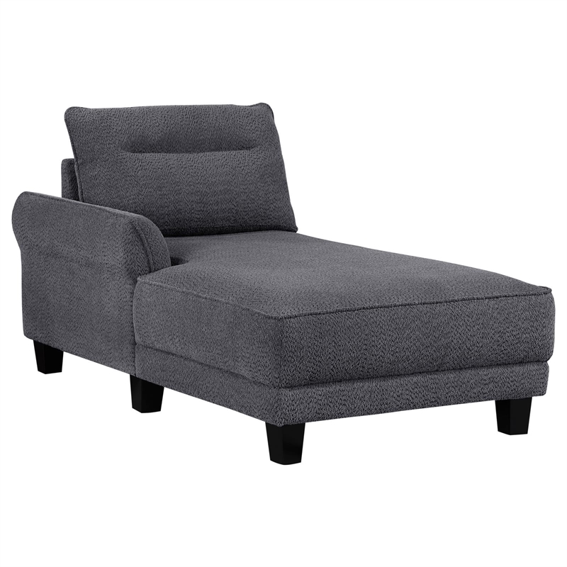 Pemberly Row Fabric Upholstered Curved Arms Sectional Sofa Gray