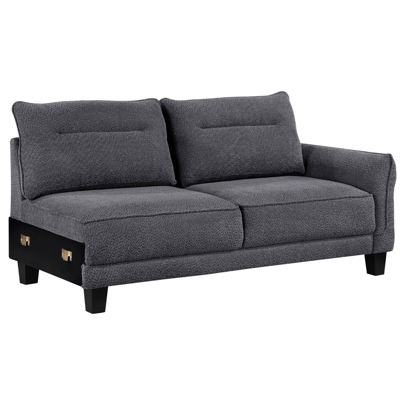 Pemberly Row Fabric Upholstered Curved Arms Sectional Sofa Gray